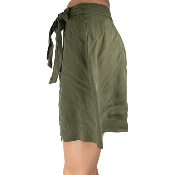 Rachel Roy Olive Green Utility Pocket Tie Waist Cargo Wrap Mini Pencil Skirt S - Picture 2 of 5